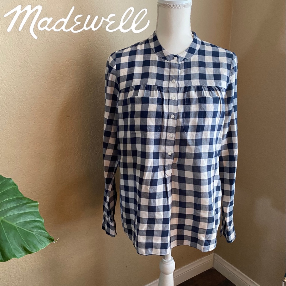 Madewell Gingham Popover Button Blouse